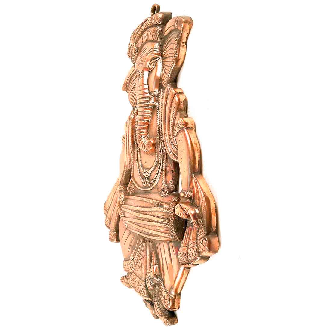 Lord Ganesh Wall Hanging Idol | Metal Ganesha Playing Dholak Wall Statue Decor for Main Gate | Ganpati Murti for Home, Puja & Religious Decor & Gift -17 Inch