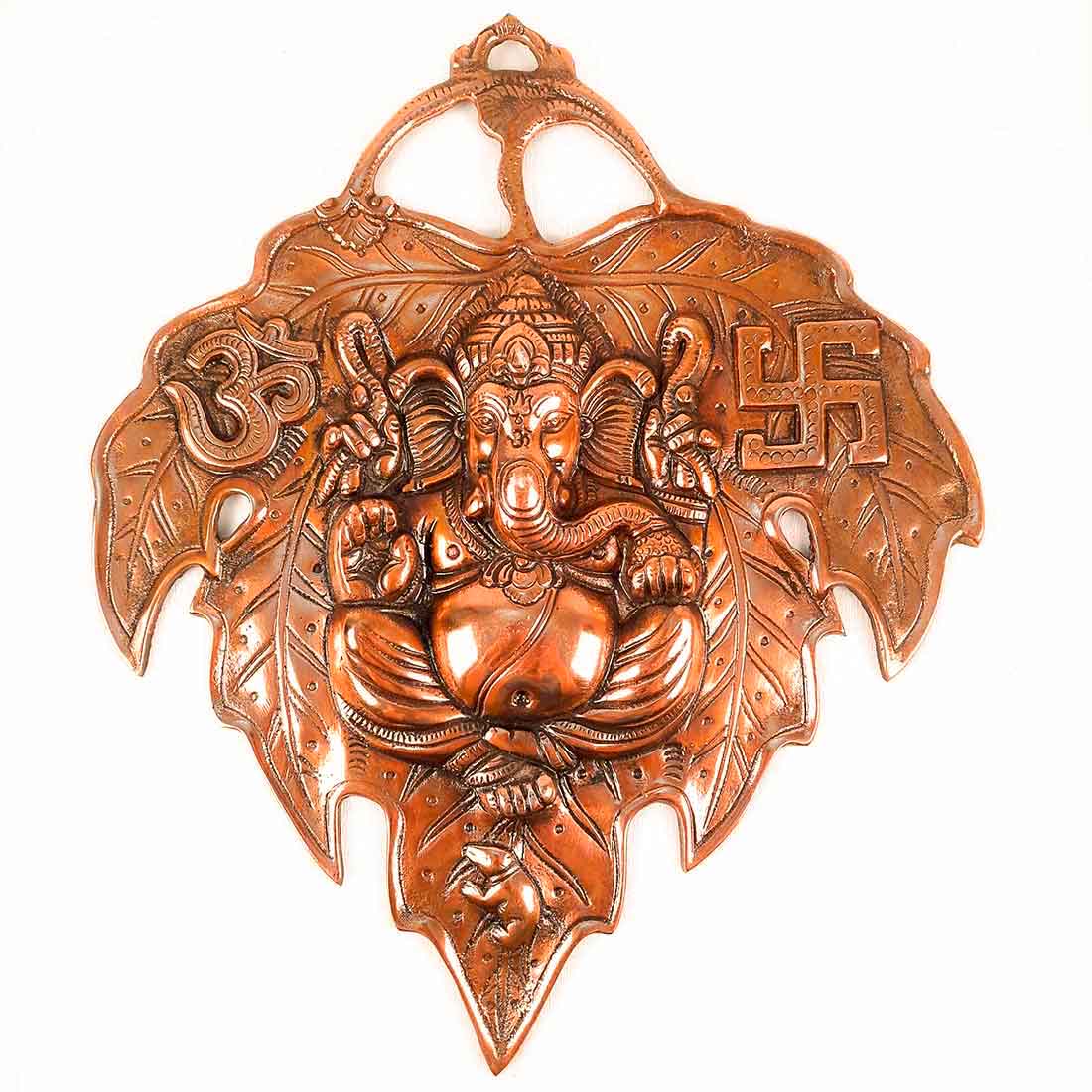 Ganesh Idol Home Entrance | Ganesh Wall Art Leaf Design -14 Inch - ApkaMart