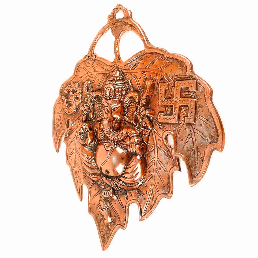 Ganesh Idol Home Entrance | Ganesh Wall Art Leaf Design -14 Inch - ApkaMart