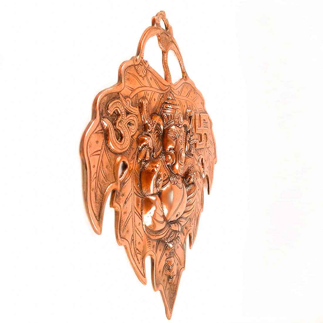 Ganesh Idol Home Entrance | Ganesh Wall Art Leaf Design -14 Inch - ApkaMart