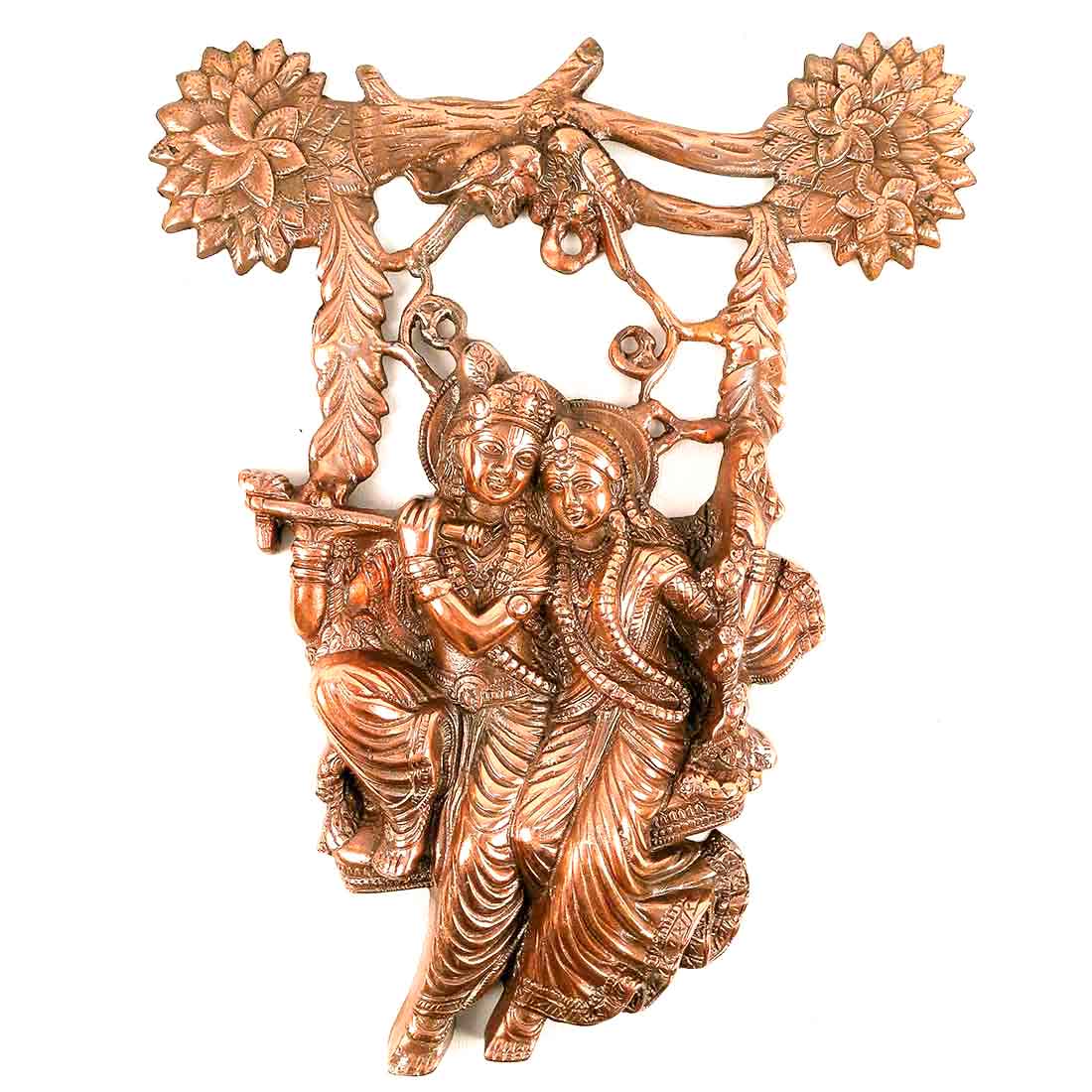 Radha Krishna Murti Wall Hanging | Shri Radhe Krishna Sitting On Jhula Wall Art Statue Idol - for Home, Living Room, Office, Puja , Entrance Decoration & Gifts -18 Inch