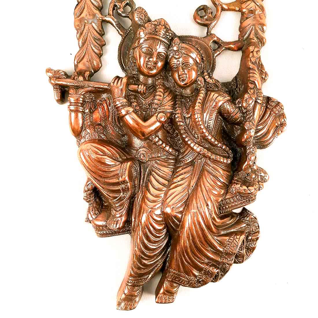 Radha Krishna Murti Wall Hanging | Shri Radhe Krishna Sitting On Jhula Wall Art Statue Idol - for Home, Living Room, Office, Puja , Entrance Decoration & Gifts -18 Inch