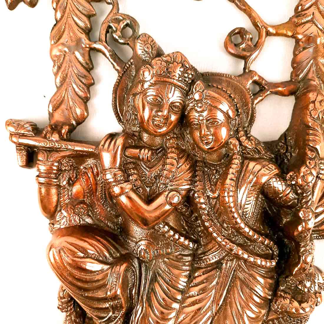 Radha Krishna Murti Wall Hanging | Shri Radhe Krishna Sitting On Jhula Wall Art Statue Idol - for Home, Living Room, Office, Puja , Entrance Decoration & Gifts -18 Inch