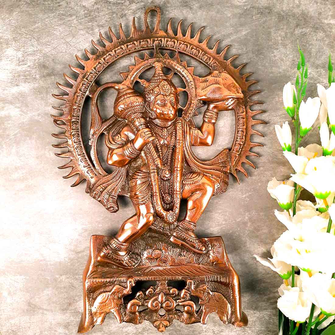 Hanuman ji Wall Hanging | Bajarangbali Wall Art - for Home, Puja, Living Room & Office | Antique Wall Idol for Religious & Spiritual Decor - For Pooja, Temple & Home Decor - 16 inch