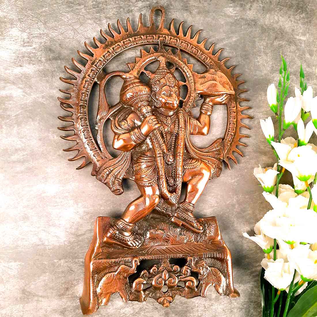 Hanuman ji Wall Hanging | Bajarangbali Wall Art - for Home, Puja, Living Room & Office | Antique Wall Idol for Religious & Spiritual Decor - For Pooja, Temple & Home Decor - 16 inch