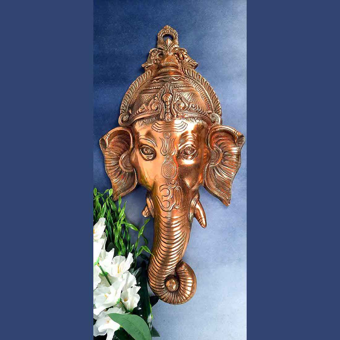Lord Ganesh Face Wall Art For Pooja, Temple & Office Decor -27 Inch - ApkaMart