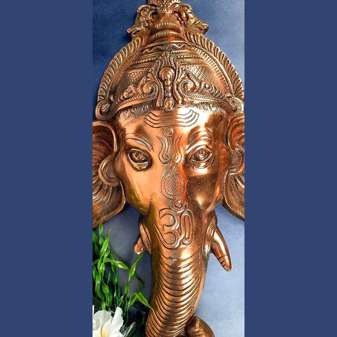 Lord Ganesh Face Wall Art For Pooja, Temple & Office Decor -27 Inch - ApkaMart