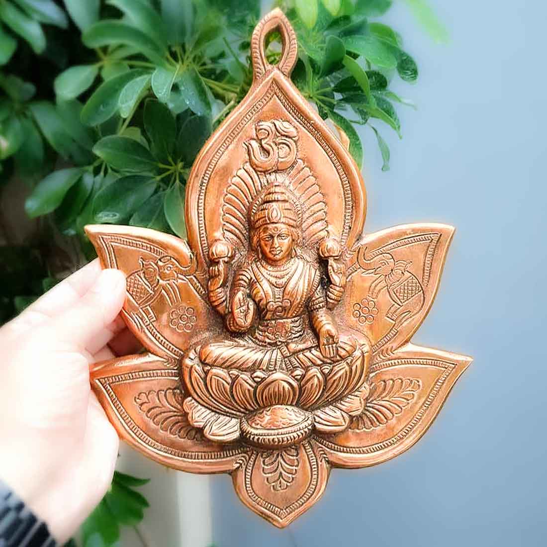 Goddess Lakshmi Sitting on Lotus Wall Hanging - 12 Inch - ApkaMart