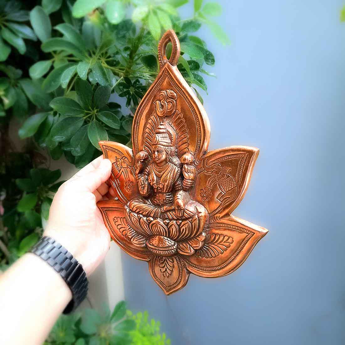 Goddess Lakshmi Sitting on Lotus Wall Hanging - 12 Inch - ApkaMart