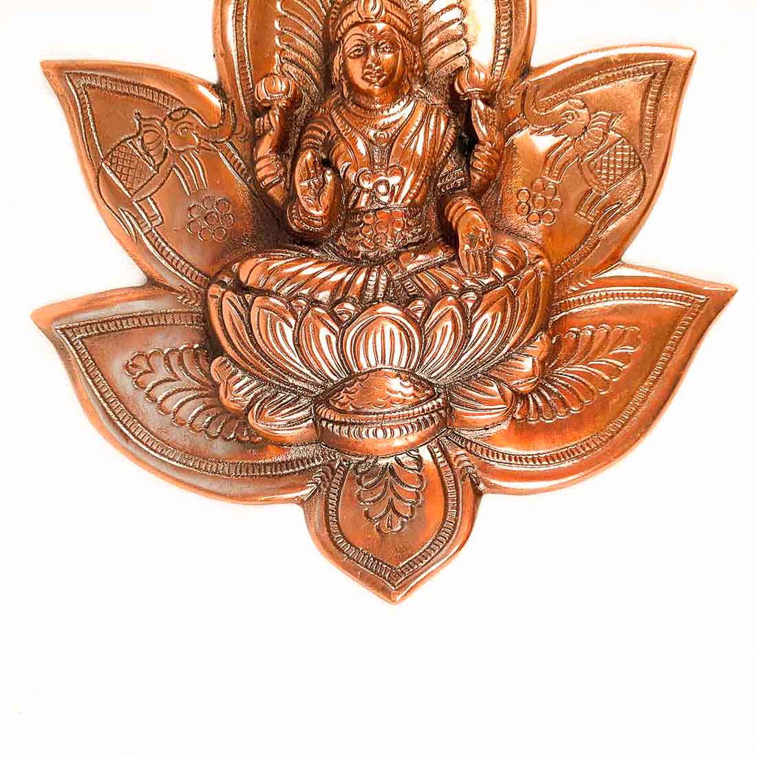 Goddess Lakshmi Sitting on Lotus Wall Hanging - 12 Inch - ApkaMart