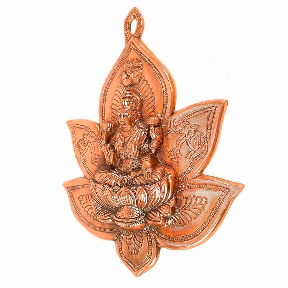 Goddess Lakshmi Sitting on Lotus Wall Hanging - 12 Inch - ApkaMart