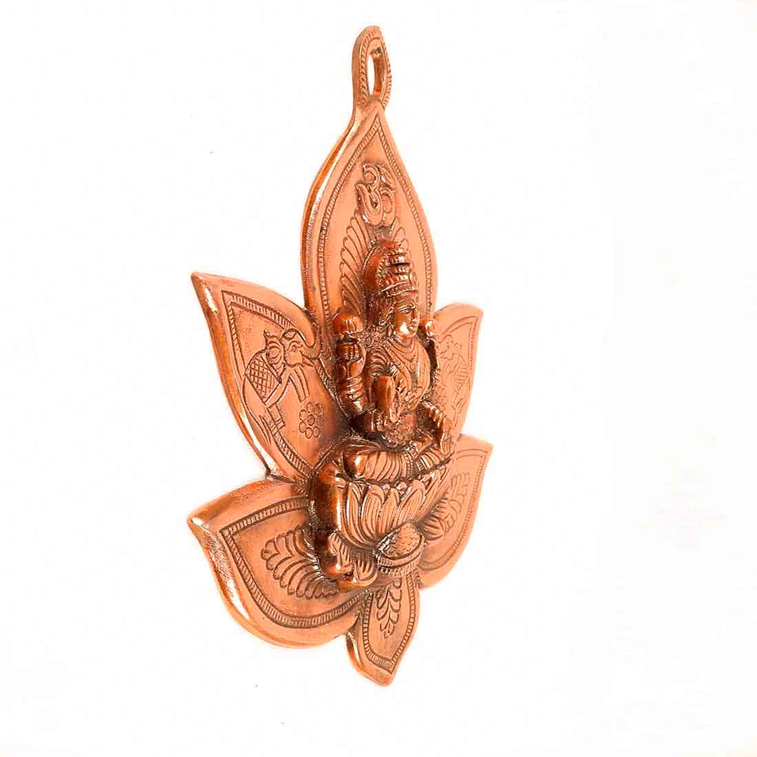 Goddess Lakshmi Sitting on Lotus Wall Hanging - 12 Inch - ApkaMart