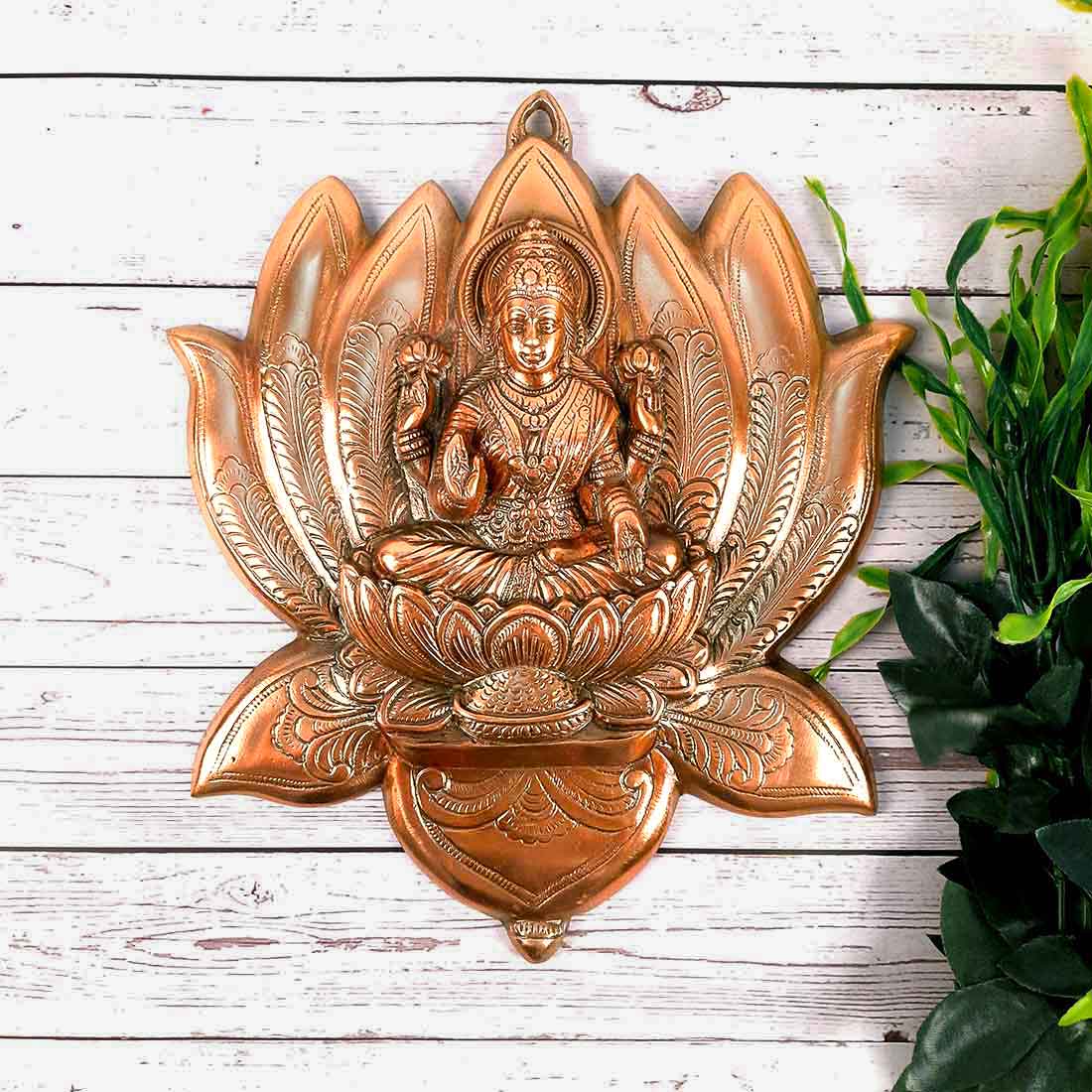 Goddess Laxmi Wall Hanging Idol | Metal Lakshmi Wall Statue Decor for Main Gate, Home, Diwali, Puja I Religious Decor & Gift - 14 Inch