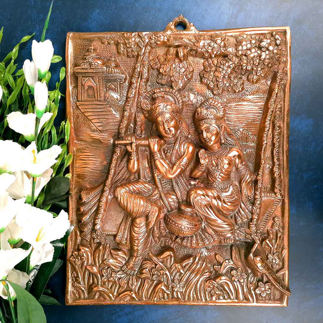 Radha Krishna Wall Hanging Idol - Dancing Pose | Shri Krishna Radha Wall Art Statue For Big Walls - for Gift, Home, Living Room, Office, Puja Room Decoration - 24 Inch - Apkamart #Style_Design 2