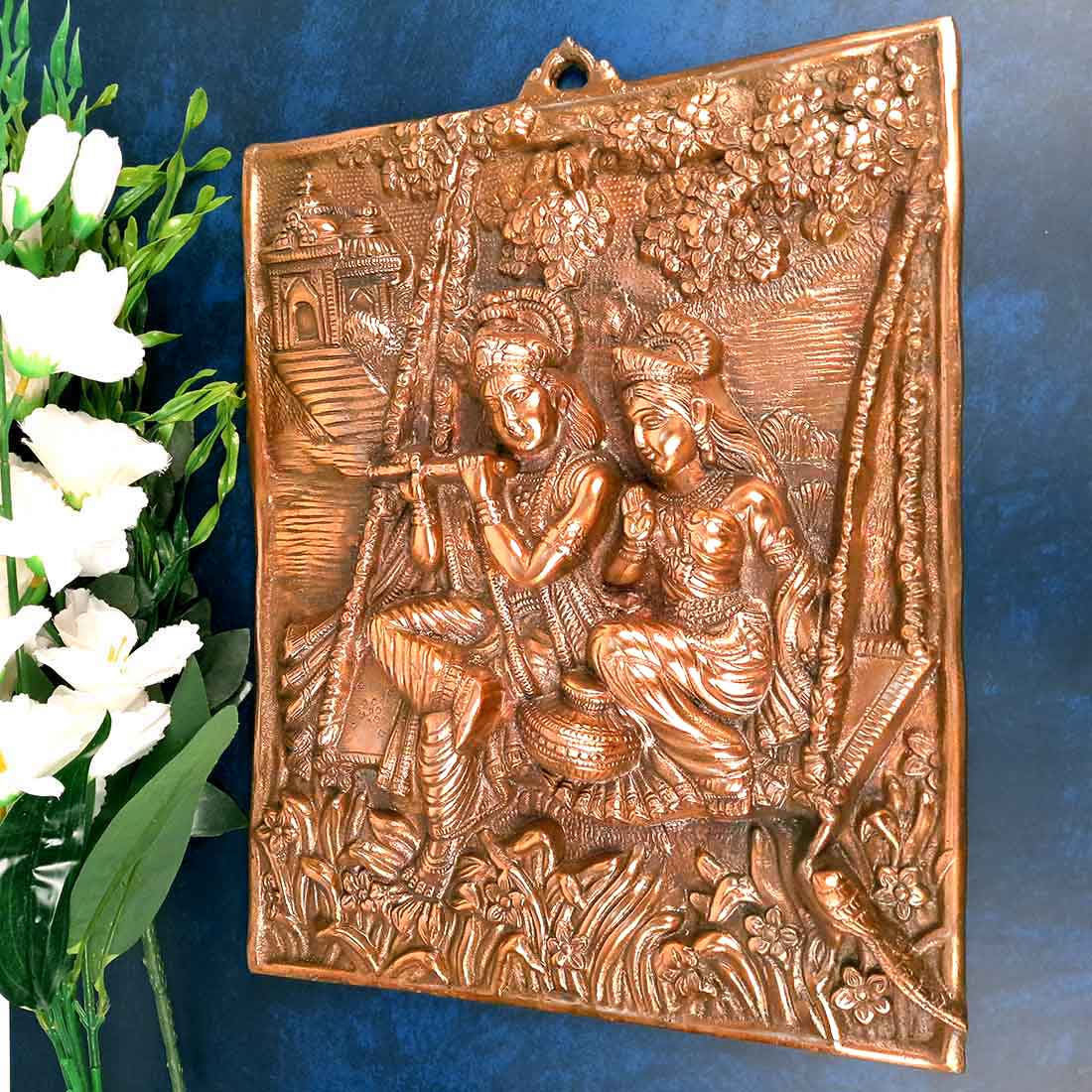 Radha Krishna Wall Hanging Idol - Dancing Pose | Shri Krishna Radha Wall Art Statue For Big Walls - for Gift, Home, Living Room, Office, Puja Room Decoration - 24 Inch - Apkamart #Style_Design 2