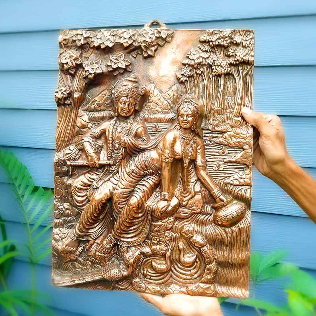 Radha Krishna Wall Hanging Idol | Shri Radha Krishna Wall Hanging Art Statue Murti | Religious & Spiritual Sculpture - for Gift, Home, Living Room, Office, Puja Room Decoration   - 20 inch