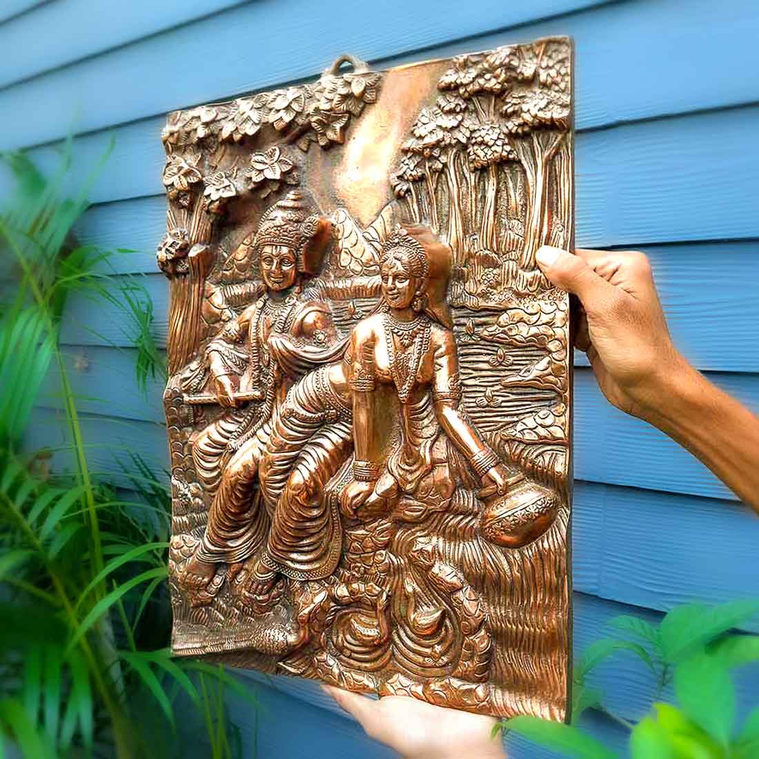 Radha Krishna Wall Hanging Idol | Shri Radha Krishna Wall Hanging Art Statue Murti | Religious & Spiritual Sculpture - for Gift, Home, Living Room, Office, Puja Room Decoration   - 20 inch