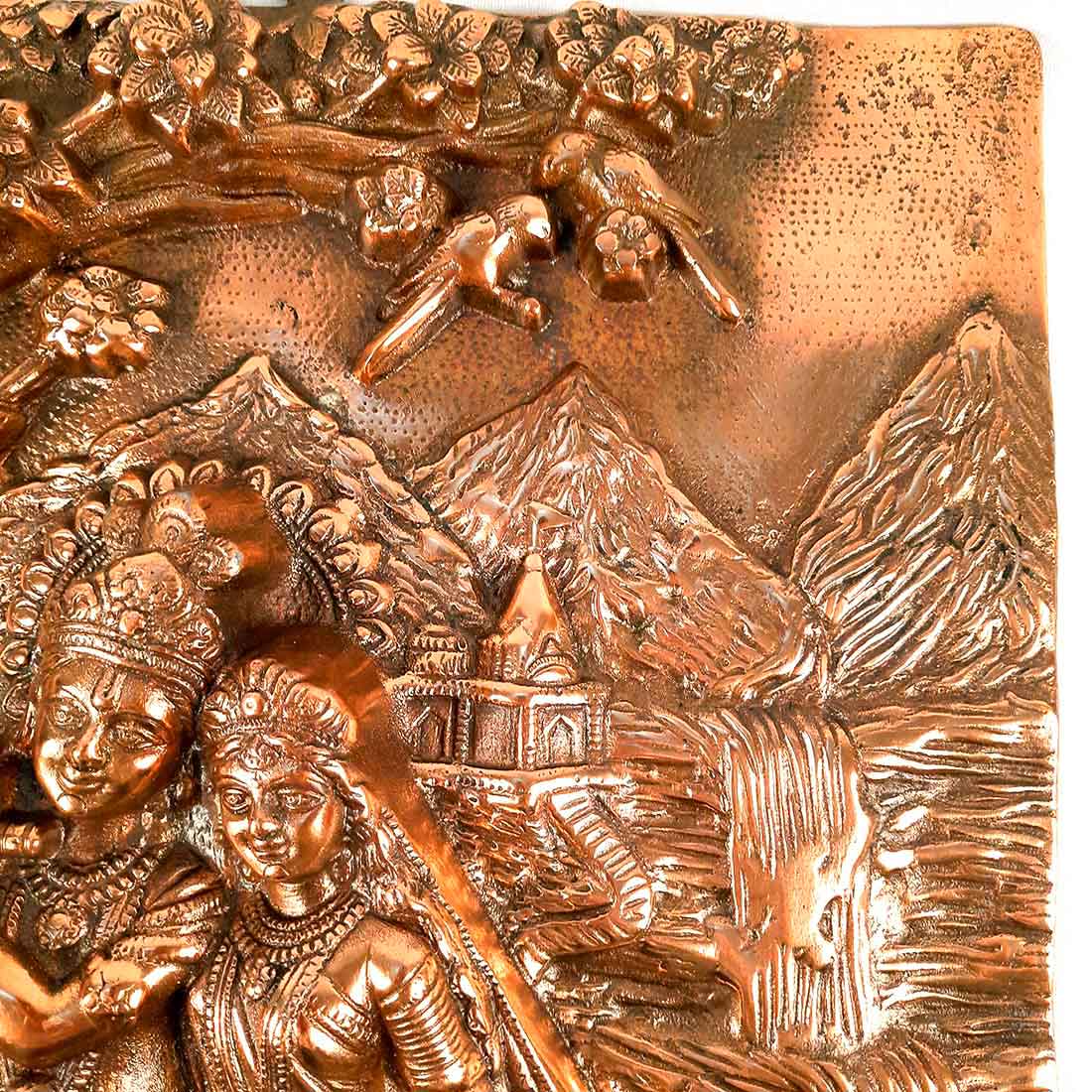 Radha Krishna Idol Wall Hanging Art | Radhe Krishna Playing Flute With Cow And Peacock Wall Statue Murti | Wedding Gift for Couples | Religious Gift - for Home, Living Room, Office, Puja , Entrance Decoration- 22 Inch