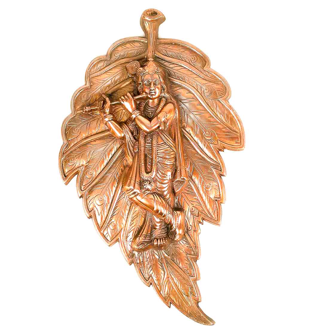 Krishna Wall Art  | Living Room Decor Leaf Design - 19 inch - ApkaMart