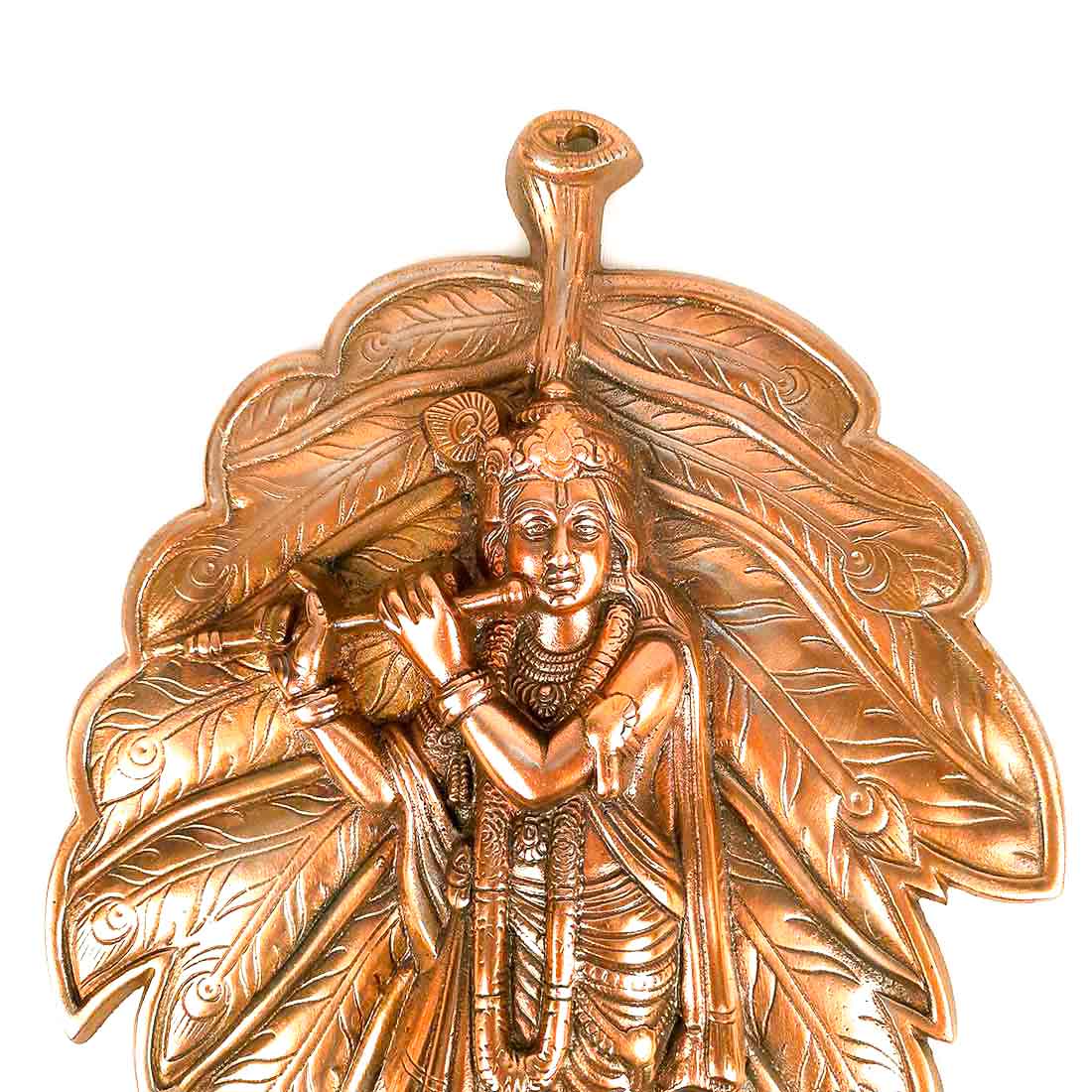 Krishna Wall Art  | Living Room Decor Leaf Design - 19 inch - ApkaMart