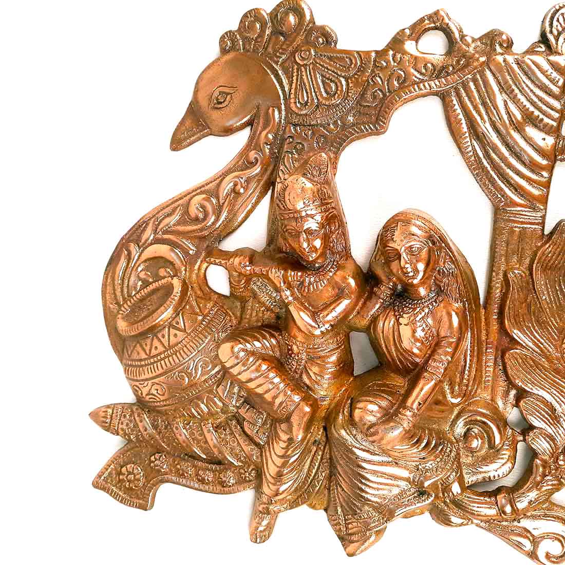 Radha Krishna Wall Art | Peacock Design - 15 Inch - ApkaMart