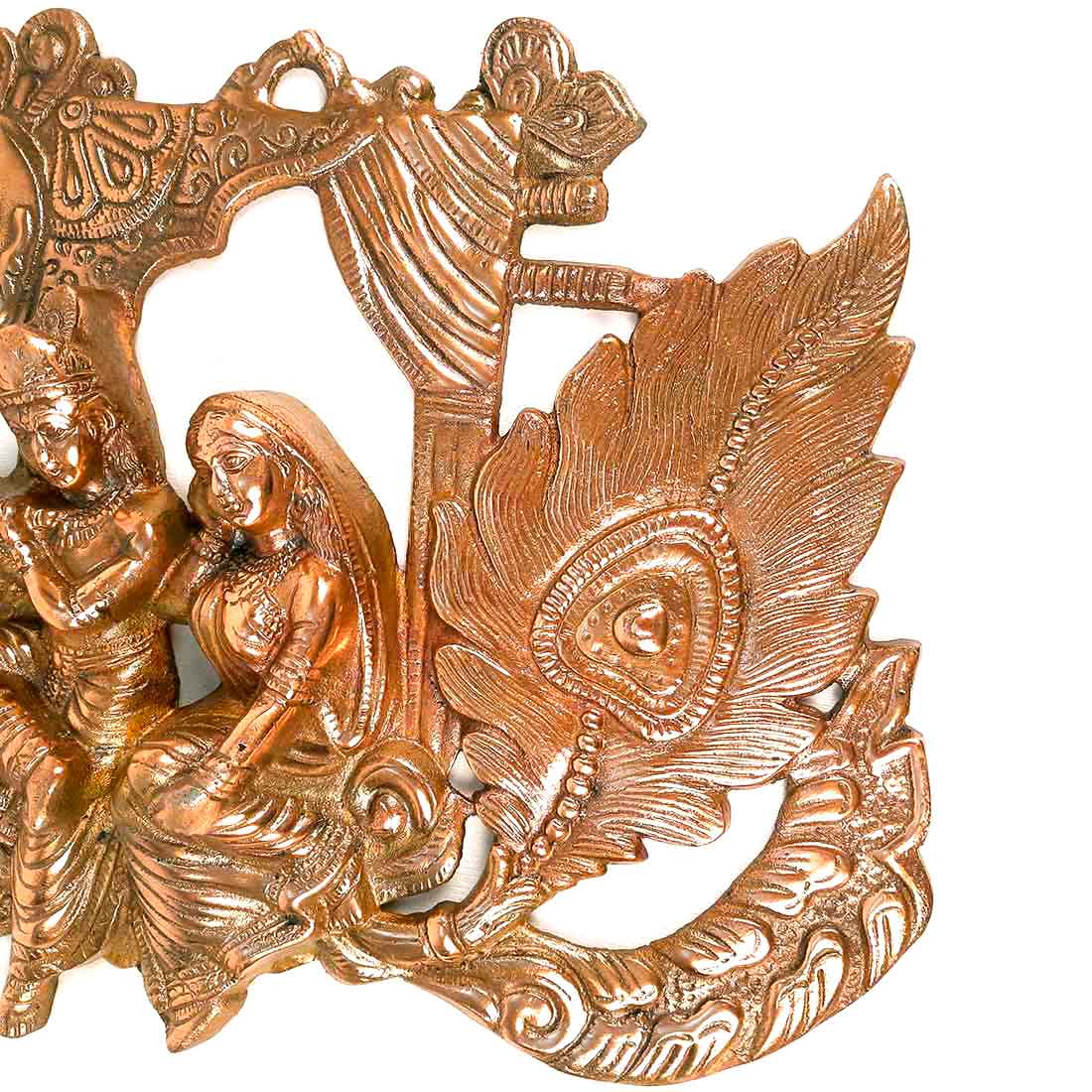 Radha Krishna Wall Art | Peacock Design - 15 Inch - ApkaMart