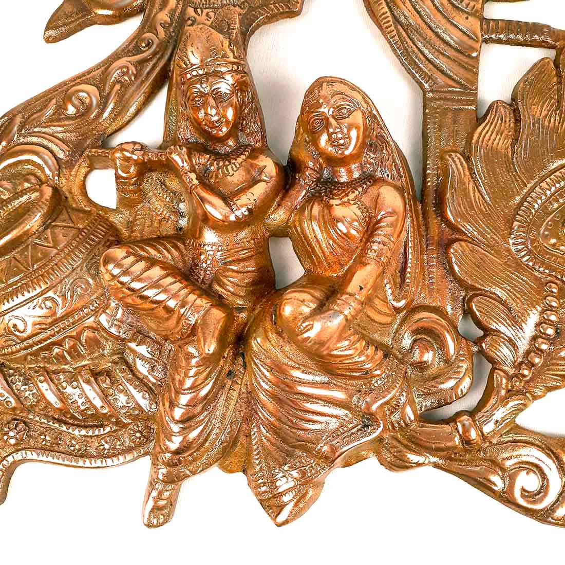 Radha Krishna Wall Art | Peacock Design - 15 Inch - ApkaMart