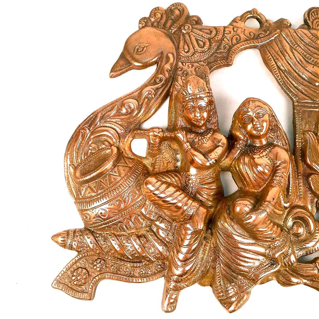 Radha Krishna Wall Art | Peacock Design - 15 Inch - ApkaMart