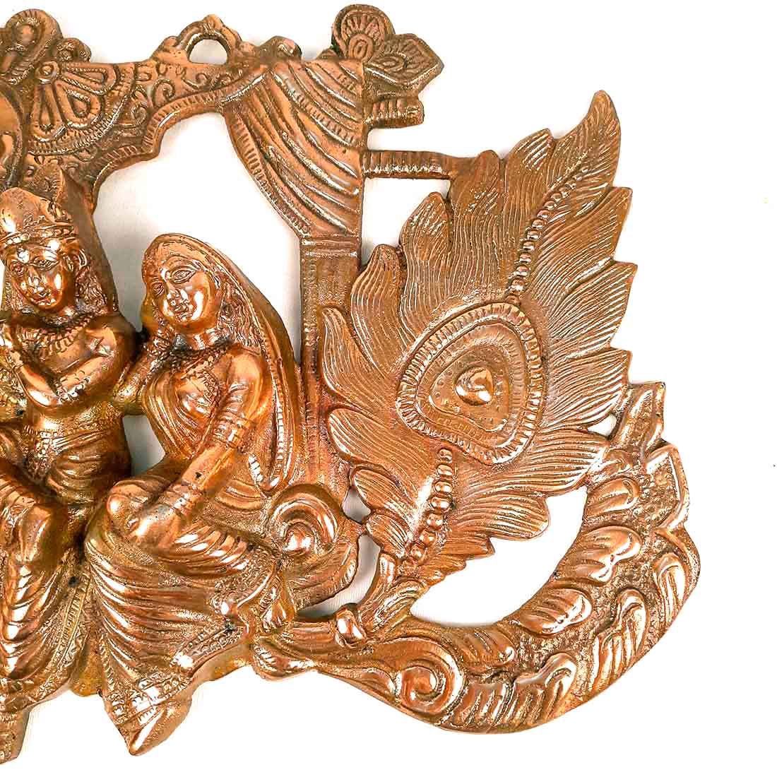 Radha Krishna Wall Art | Peacock Design - 15 Inch - ApkaMart