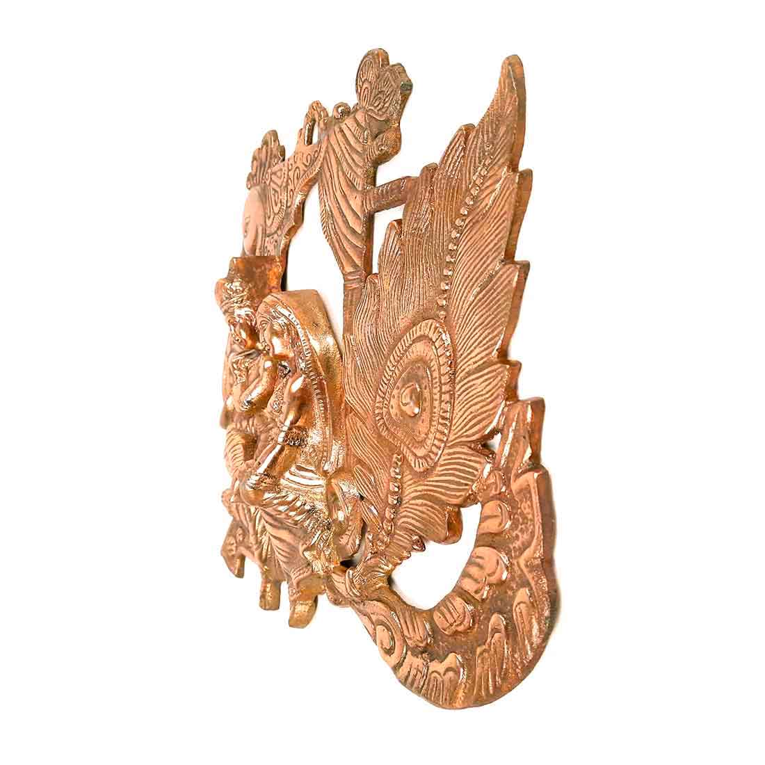 Radha Krishna Wall Art | Peacock Design - 15 Inch - ApkaMart