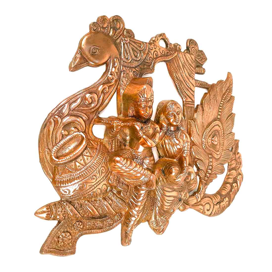 Radha Krishna Wall Art | Peacock Design - 15 Inch - ApkaMart