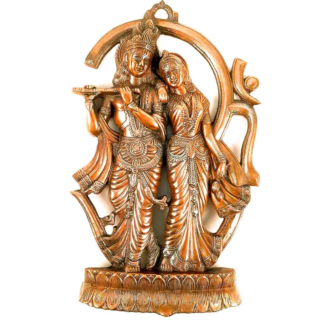 Radha Krishna Murti Wall Hanging | Shri Radhe Krishna Playing Flute With Om Wall Art Statue Idol - for Home, Living Room, Office, Puja , Entrance Decoration & Gifts - 25 inch