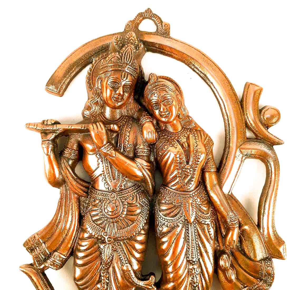 Radha Krishna Murti Wall Hanging | Shri Radhe Krishna Playing Flute With Om Wall Art Statue Idol - for Home, Living Room, Office, Puja , Entrance Decoration & Gifts - 25 inch