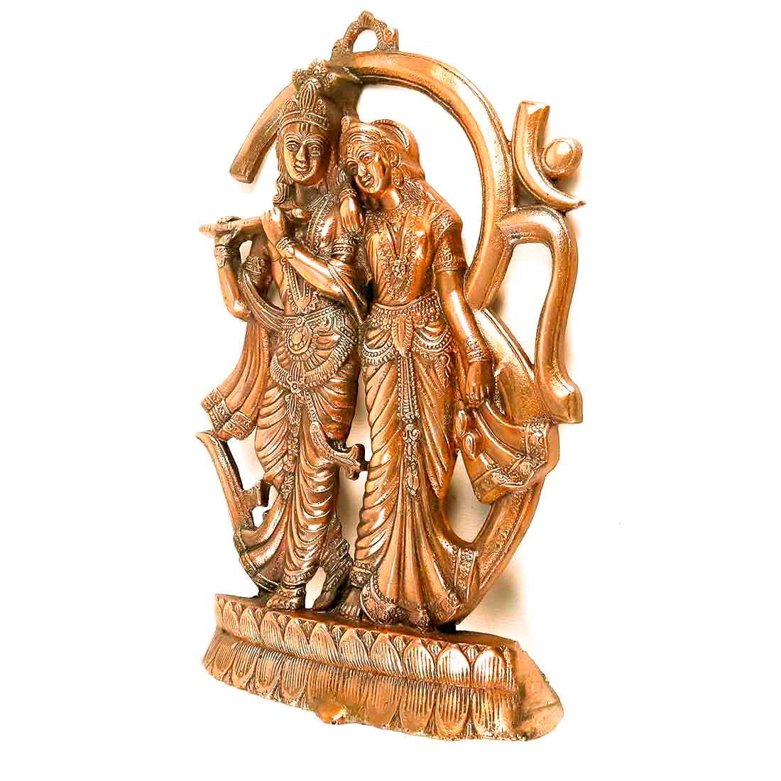 Radha Krishna Murti Wall Hanging | Shri Radhe Krishna Playing Flute With Om Wall Art Statue Idol - for Home, Living Room, Office, Puja , Entrance Decoration & Gifts - 25 inch