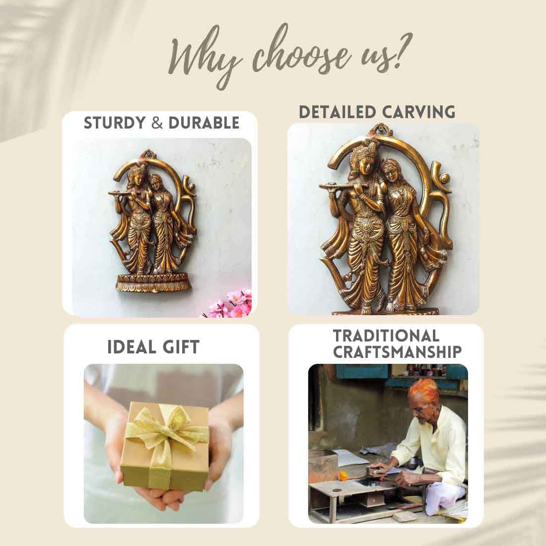 Metal Wall Decor | Radha Krishna Wall Hanging Om Design - 25 inch - ApkaMart