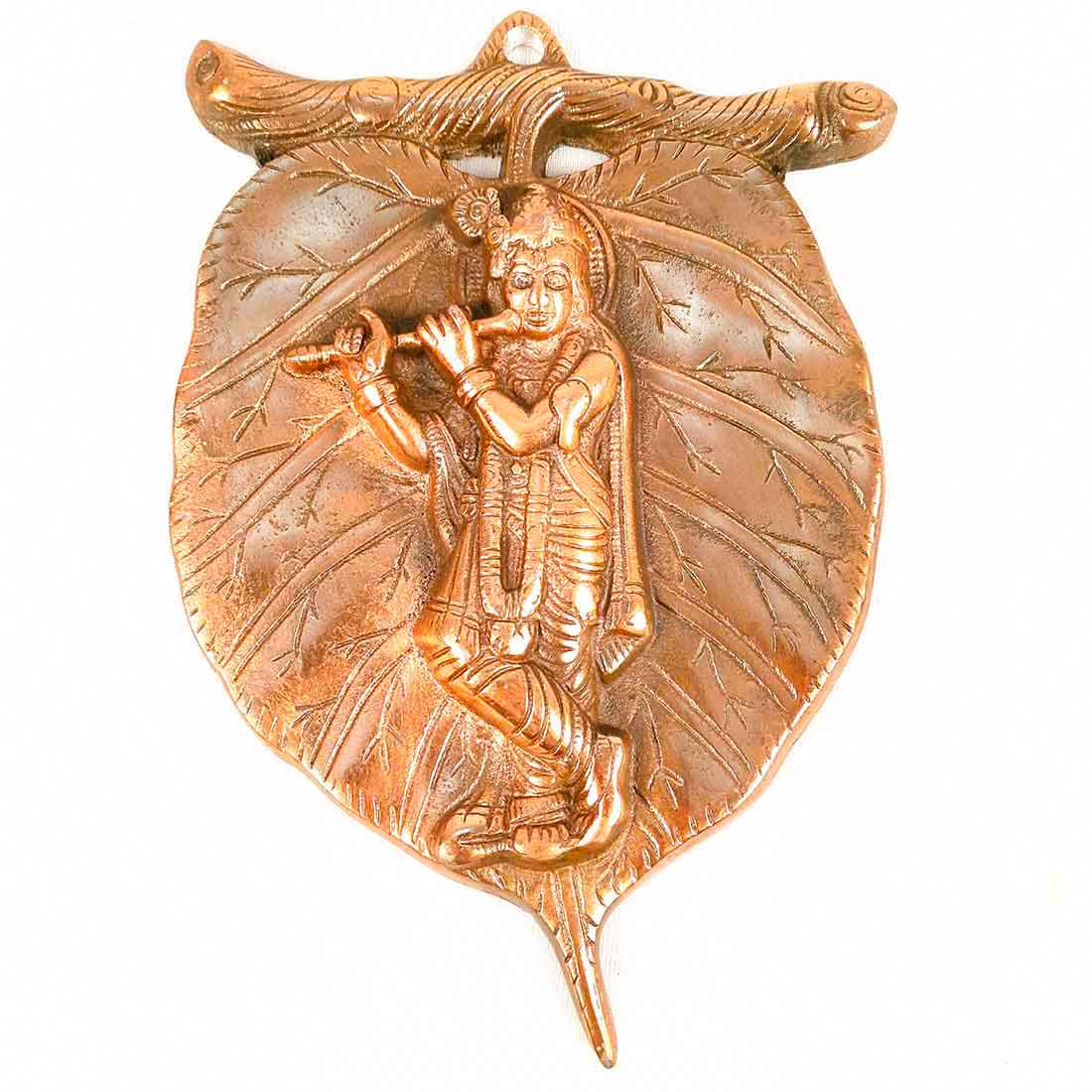Krishna Wall Art  | Living Room Decor - Leaf Design - 8 inch - ApkaMart