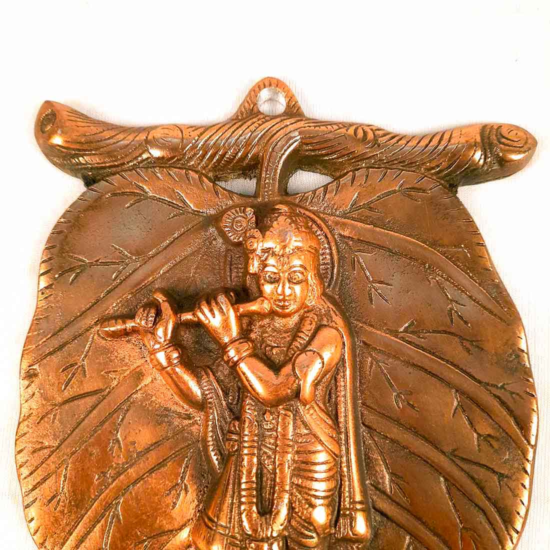 Krishna Wall Art  | Living Room Decor - Leaf Design - 8 inch - ApkaMart
