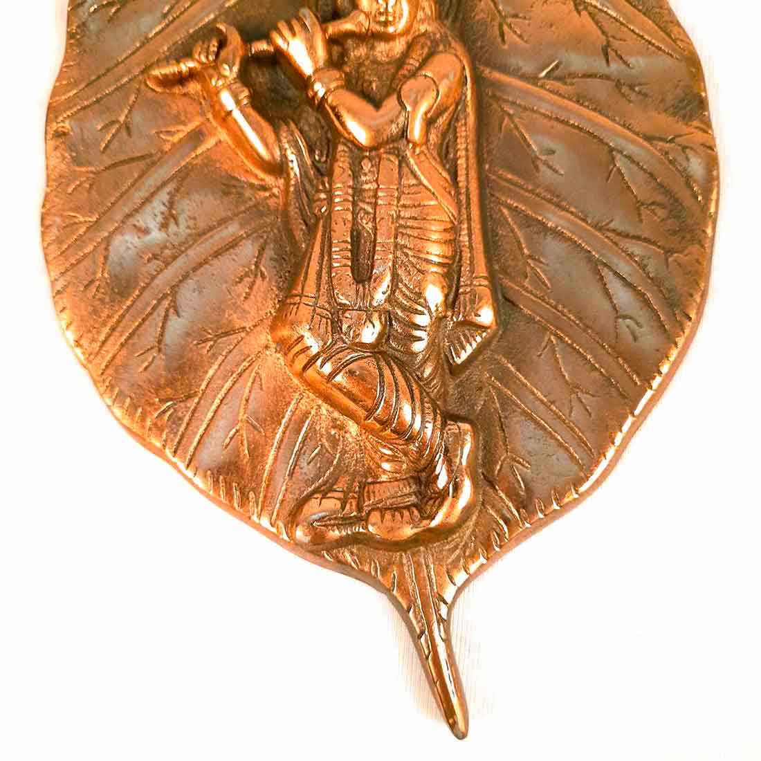 Krishna Wall Art  | Living Room Decor - Leaf Design - 8 inch - ApkaMart