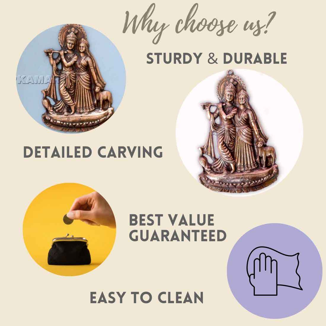 Radha Krishna Wall Art | Wall Decor for Living Room - 15 Inch - ApkaMart