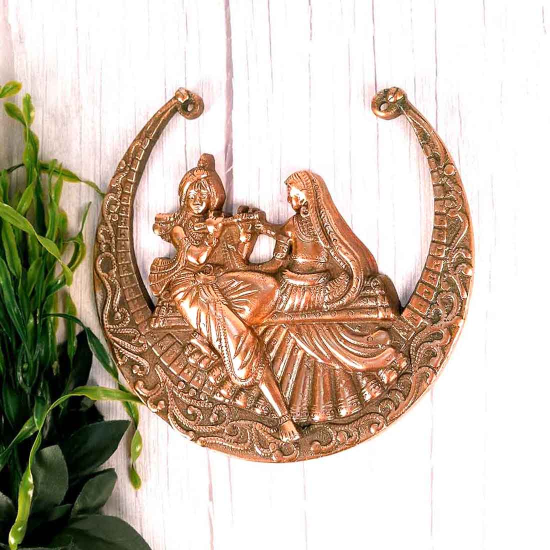 Krishna Wall Hanging | Metal Wall Art Moon Design - 9 Inch - ApkaMart