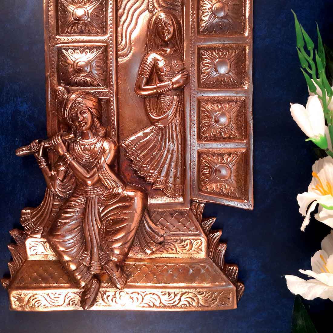 Radha Krishna Wall Hanging - Metal Wall Art Decor - 18 Inch - ApkaMart