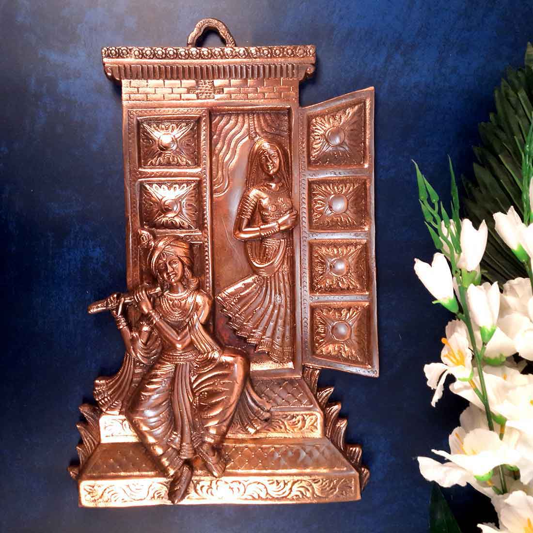 Radha Krishna Wall Hanging - Metal Wall Art Decor - 18 Inch - ApkaMart