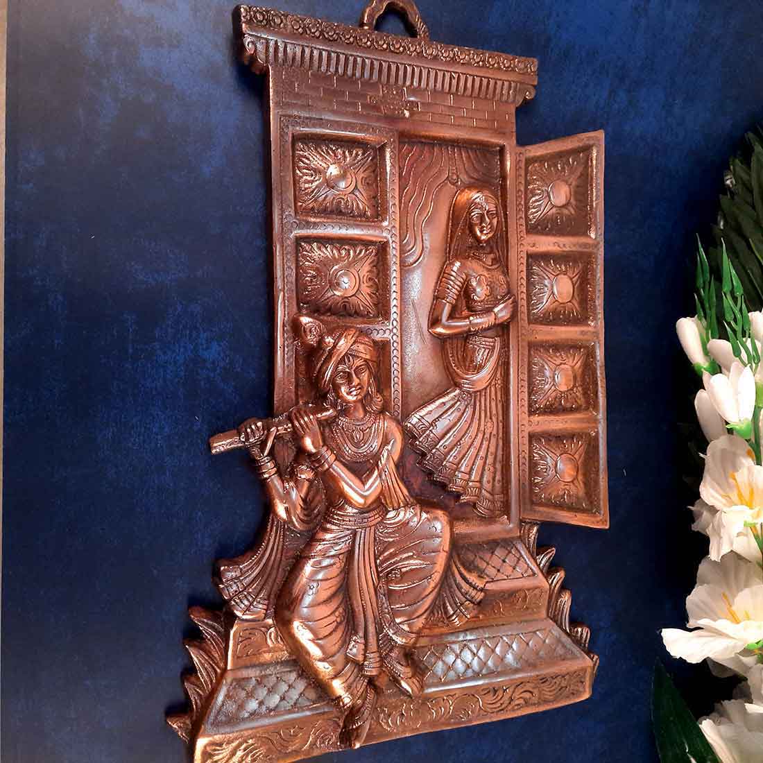 Radha Krishna Wall Hanging - Metal Wall Art Decor - 18 Inch - ApkaMart