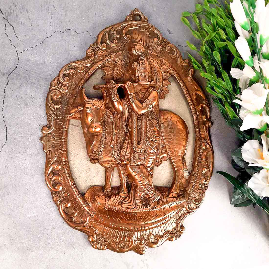 Krishna Playing Flute - Metal Wall Hanging - 16 Inch - ApkaMart