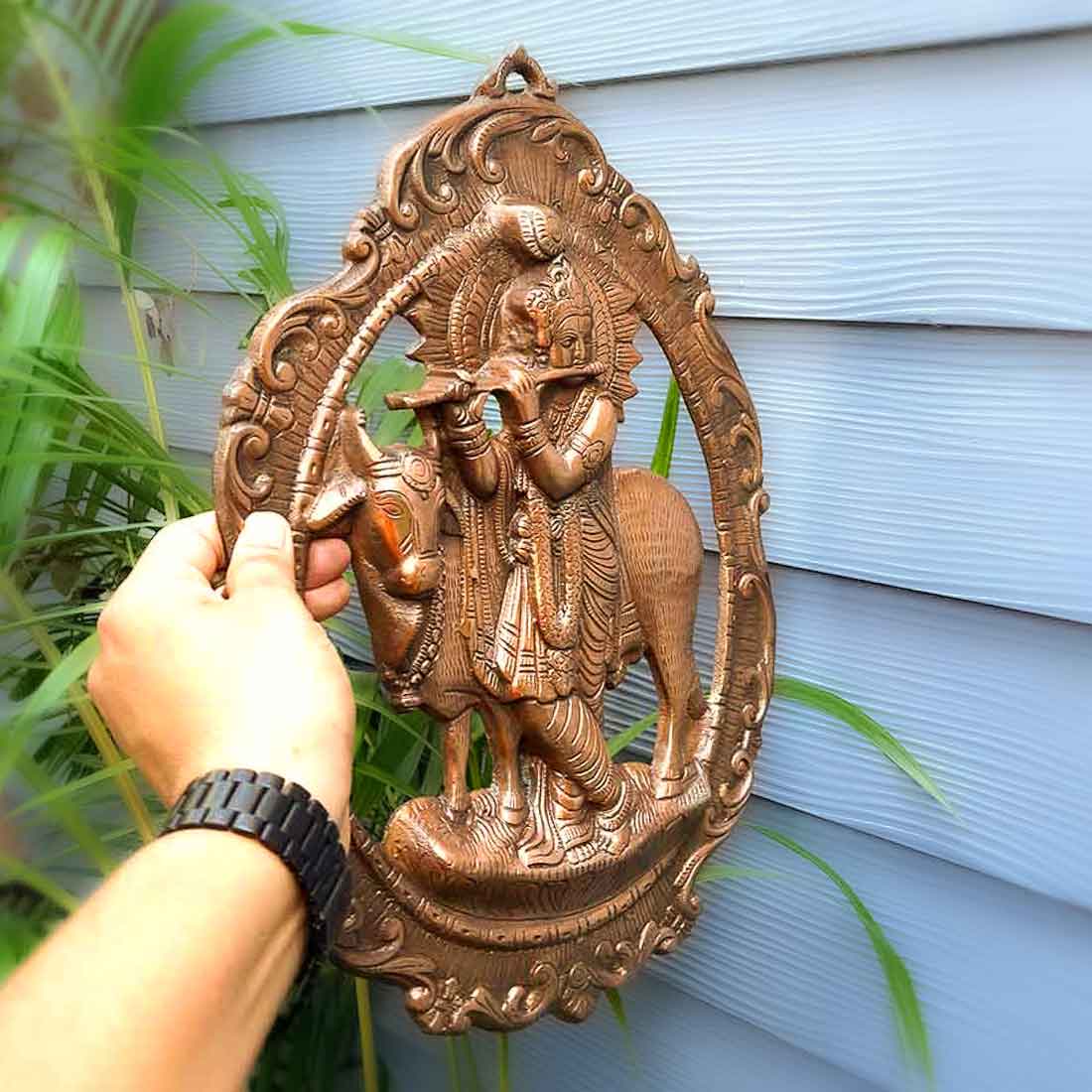 Krishna Playing Flute - Metal Wall Hanging - 16 Inch - ApkaMart