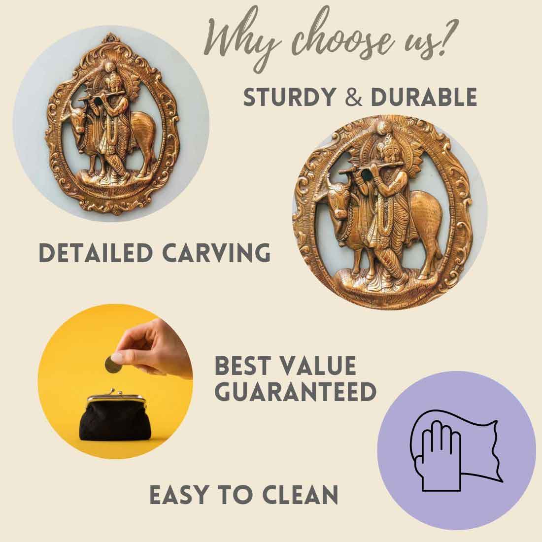 Krishna Playing Flute - Metal Wall Hanging - 16 Inch - ApkaMart