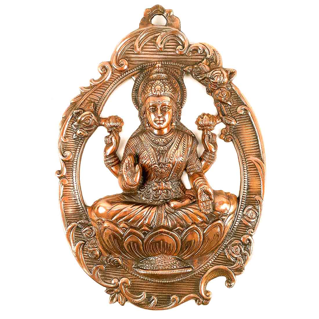 Lakshmi Wall Hanging Statue - Sitting on Lotus / Kamal | Goddess Laxmi Wall Art - for Home, Diwali Puja, Living Room & Office | Antique Wall Idol for Religious & Spiritual Decor - 16 Inch