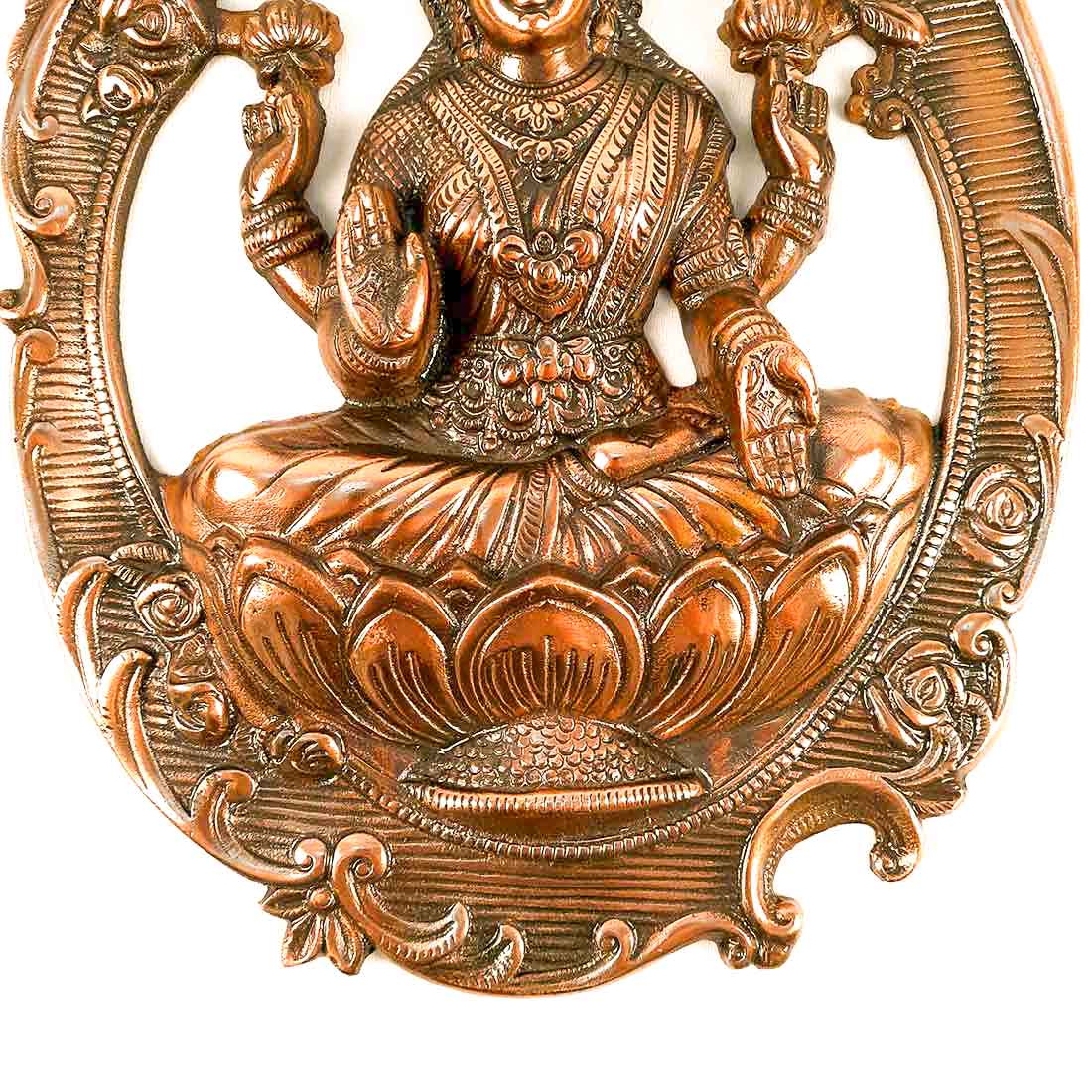 Lakshmi Wall Hanging Statue - Sitting on Lotus / Kamal | Goddess Laxmi Wall Art - for Home, Diwali Puja, Living Room & Office | Antique Wall Idol for Religious & Spiritual Decor - 16 Inch