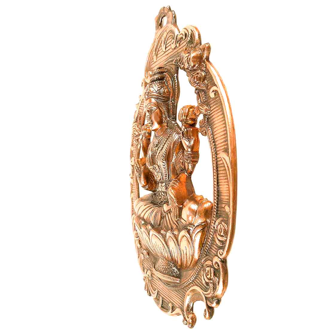 Lakshmi Wall Hanging Statue - Sitting on Lotus / Kamal | Goddess Laxmi Wall Art - for Home, Diwali Puja, Living Room & Office | Antique Wall Idol for Religious & Spiritual Decor - 16 Inch