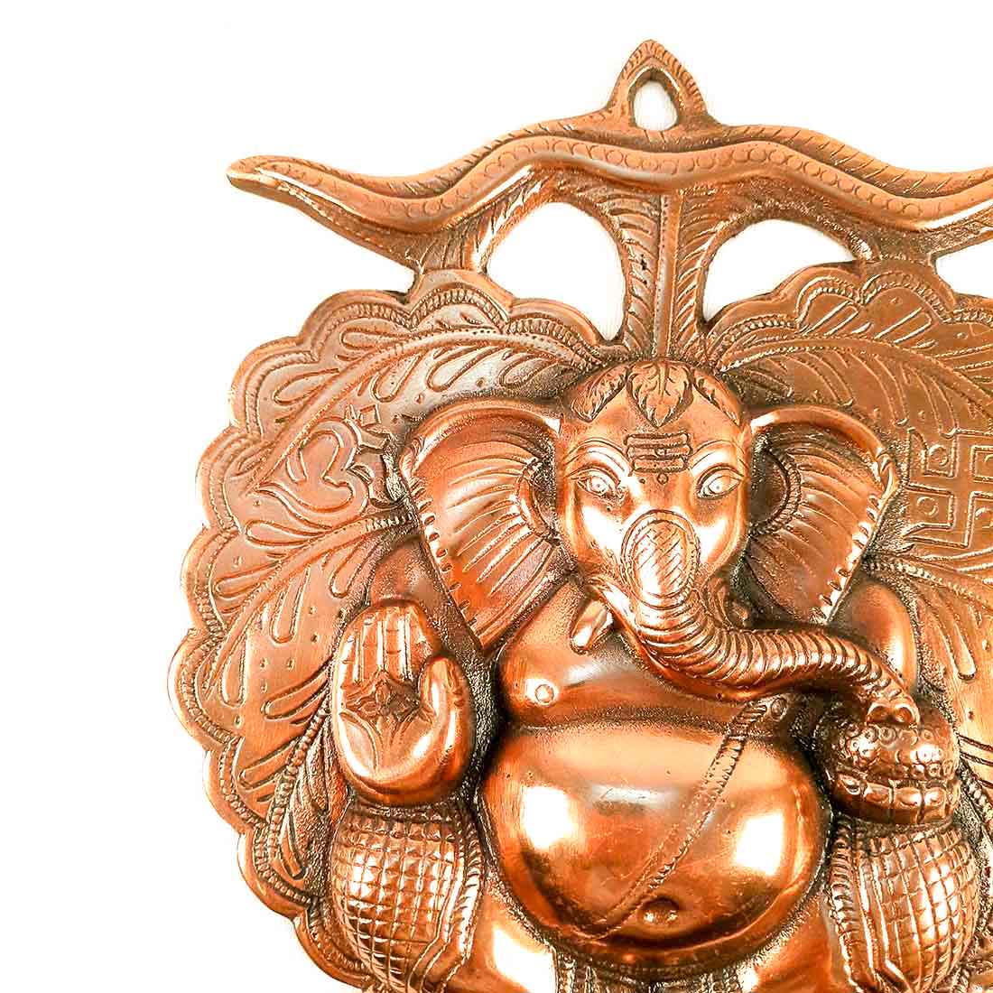 Ganesh Idol Wall Hanging | Lord Ganesha With Leaf Design Wall Statue Decor |Religoius & Spiritual Wall Art - For Puja, Home & Entrance  Living Room & Gift - 13 Inch
